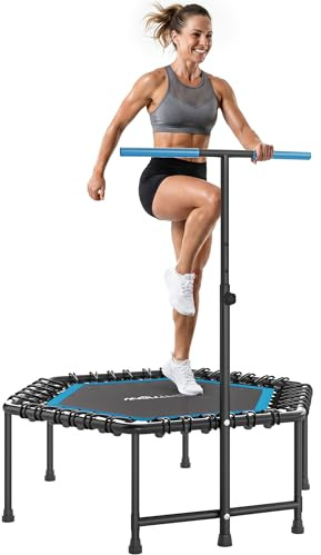 SPORTNOW Trampoline de Fitness 114 cm avec Cordes Élastiques Bleu