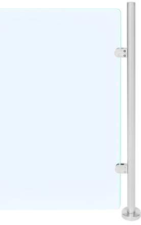 Pali per ringhiera in acciaio inox 316, 110 cm, recinzione di alta qualità con 2 morsetti in vetro, ringhiera in vetro, balcone, per esterni, ringhiera media/angolare, per vetro da 12 mm
