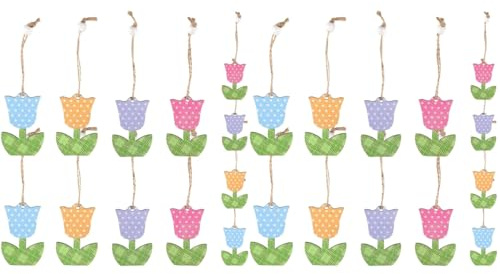 Hemobllo 24 Wooden Hanging Ornaments - Mother's Day Spring Decorations for Home And Garden