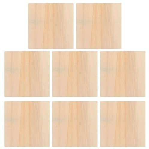 BELLIFFY 8pcs Medium Square Basswood Plywood Sheets Blank Wood Squares for Crafts DIY Painting Panels Art Boards Suitable for Acrylic and Oil Painting Projects