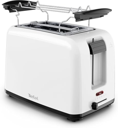 Tefal - Vita - Grille-pain 2 fentes avec chauffe-viennoiseries - Blanc | Grille-pain pour petit-déjeuner familial - 7 niveaux de dorage - Fentes extra-larges - Levier de surélévation