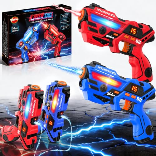 VATOS Rechargeable Laser Tag Set of 2, Infrared Laser Tag Gun with LED Screen, Sound & Vibration, 40m Range Indoor Outdoor Shooting Game Toys for Boys Girls, Great Birthday Gift for Kids Teenage 6+