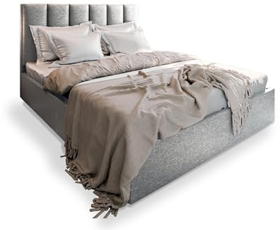 Masseno Polsterbett Lure 120x200 cm, Doppelbett, Bettkasten, Stauraum, Lattenrost Und Kopfteil - Hellgrau, SAWANA 21