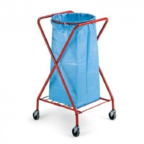 SGWEB Professional Carrello Portasacco a X Pieghevole Portarifiuti in Acciaio Cromato per Sacco Immondizia 120 Litri Struttura Salvaspazio con Ruote Piroettanti per Pulizia Professionale e Domestica