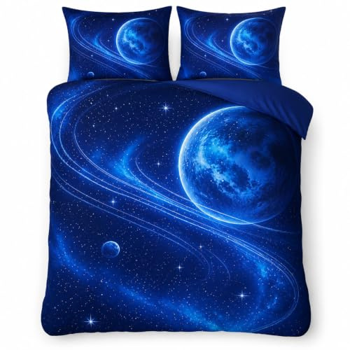 Ranedo Einzelbett 135x200 cm Kinder Teenager mit 2 Kissenbezügen Einzel Bettwäsche-Set Blau