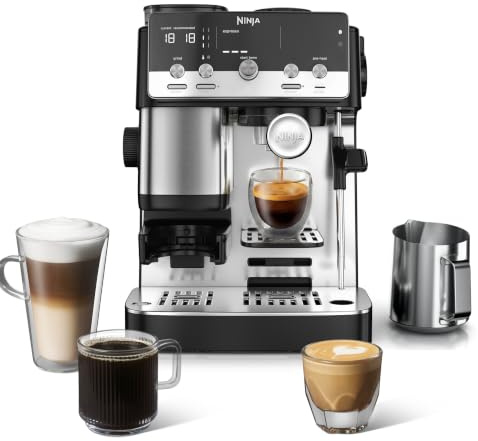 Ninja Luxe Café Mini 2-en-1, Machine à café filtre et expresso avec broyeur à grains intégré et mousseur manuel ES301EU