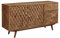 Massivmoebel24.de | MOSAYK massives Sideboard - Natur, lackiert | Akazienholz | 2 Türen - 3 Schubladen | 145x42x75 | Kommode Tv-Sideboard Wohnzimmer-Schrank