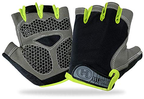 IvyLife Guanti Bici da Ciclismo Estivi Mezze Dita per Bicicletta Moto Arrampicata Montagna Corsa Sport Palestra Fitness Traspirante Antiurto Antiscivolo da Uomo e Donna (2# Verde & Nero - M)