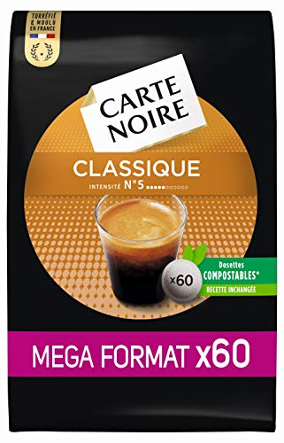 Carte Noire Classique N°5, Café en Dosette Compostables Compatibles Senseo, Paquet de 60 Dosettes souples
