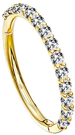 OUFER Helix Earring Hoops 14K Solid White Gold/Gold Orbital Conch Tragus Piercing Hoop Clear CZ Paved Hinged Clicker Segment Ring 16G Cartilage Earrings