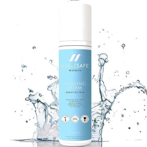 ShaveSafe Schiuma da Barba Pelli Sensibili per Donna - Shaving Foam for Women Sensitive Skin - Rimuove i Batteri e Previene Gli Urti del Rasoio, Ingredienti Antiallergici - Prodotto Scandinavo, 200ml