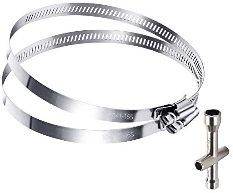 HONGECB 6 Zoll Schlauchschellen, 150mm Rohrschellen Verstellbare Spannbereich 141-165mm, 304 Edelstahl-Kanalschellen, 2 Stück, Hülsenschlüssel Werkzeug zur Befestigung Rohren