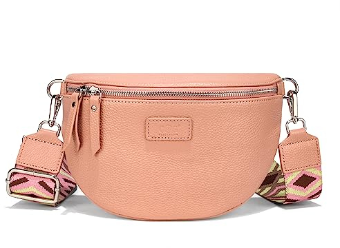 OOG Damen Kleine Umhängetasche Schultertasche Handy Umhängetasche Leder Klein Tasche Umhängetasche Cross-Body Geldbörse Brieftasche in Coral