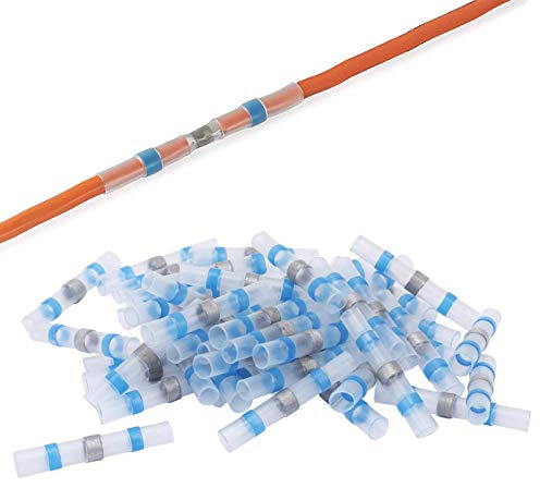 50PCS Saldatura Seal Connettore Filo,Connettori per Cavi Impermeabili Blu,Saldatura Seal Termorestringenti Butt Connettori Terminali Elettrici Impermeabile Isolati