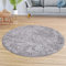 TT Home Teppich Wohnzimmer Hochflor Langflor Weich Soft Modernes Einfarbiges Design, Farbe: Grau Silber, Größe:200 cm Rund