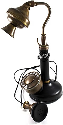 Vintage Messing-Kerzenständer Telefon voll funktionsfähig Drehzifferblatt Retro Telefon Weihnachten dekoratives Geschenk