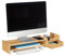 Relaxdays Soporte Monitor Hecho de Bambú, Elevador Pantalla Ordenador con Cajón, Base Laptop 12x70x19cm, Madera Natural
