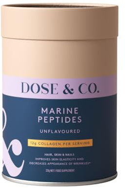 Dose & Co Marine Collagen Peptides Powder | Hydrolysed Marine Collagen Type I & III with 12g Protein, Plus Hyaluronic Acid & Vitamin C | Supports Healthy Skin, Hair & Nails