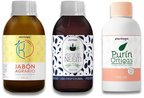 PLANTAWA Pack Schutz Kaliumseife, Neemöl und Brennnessel-Purin (3x250 ML) | Natürliche Formel | Einfache Anwendung | Effektive und sichere Pflege | Hohe Konzentration