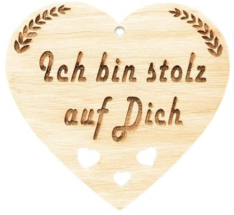 Familie Herz Ich bin stolz auf Dich Schild Dekoschild Herzschild Holzherz Holzschild 10 x 10cm Geschenk für die Familie Spruch Geschenk Holz Geschenk Ein Geschenk für die Familie