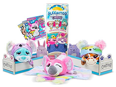 Basic Fun Cutetitos Sleepitos, Plüschtiere zum Kuscheln im Bett, jeder Sleepito Wird mit einem Bett und einem bequemen Pyjama geliefert, Plüschtiere für Mädchen und Jungen, Kuscheltiere ab 3 Jahren