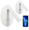 Lampe de lecture LED, Applique Murale d'intérieur 3W 3000K + 9W 3000K, Liseuse de chevet avec port de charge USB et interrupteur, éclairage d'ambiance de chambre à coucher Spot réglable (2 blancs)