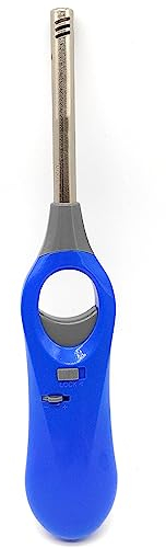 Tradineur - Encendedor electrónico recargable, mechero encender cocinas de gas, barbacoa, hornillo de camping, bloqueo seguridad, mango ergonómico, 23 cm, color aleatorio