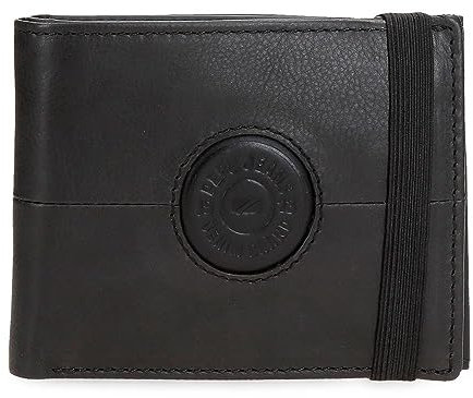 Pepe Jeans Cracker Geldbörse mit Gummiband Schwarz 11,5 x 8,5 x 1 cm Leder, Schwarz, Talla única, Geldbörse mit Gummiband