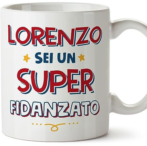 Mugffins Tazza Personalizzata in ceramica per FIDANZATO 11 oz / 350 ml - In italiano - Sei Super - Idea regalo per compleanno, anniversario, natale
