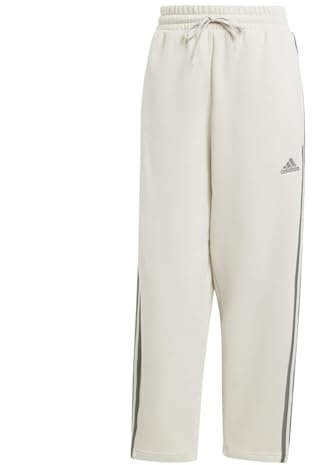 adidas Donna Essentials 3-Stripes Open Hem Fleece Pants, Alumina, S