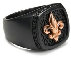 Herren Edelstahl Black Lily Fleur de Lis Ring für Herren Größe 7-11