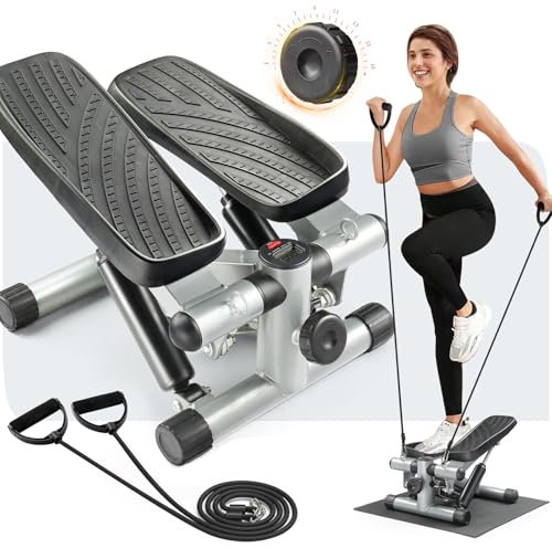 LALAHO Mini Stepper Stair Stepper, Steppers for Exercise with 330LB Weight Capacity, Workout Equipment for Total Body Workout with Multiple Stability Design, Widened Foot Plate and Floor Mat(Black)