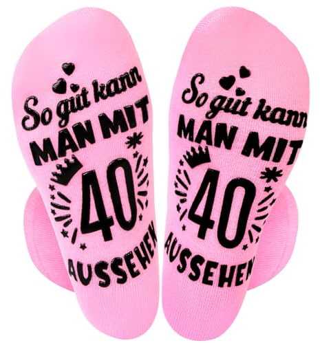 Yamitora 40. Geburtstag Socken Frauen, Geschenk 40 Geburtstag Frau, Geschenk Zum 40 Geburtstag Frau, Geburtstag Socken Bis Zur Wadenmitte Baumwolle für Mädchen Freundin Geschenke