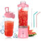 Portable Blender Smoothie Maker,Vaeqozva 600ml Mini Blender for Shakes and Smoothies,Travel Blender on the Go,Type-C USB Rechargeable,6 Blades,Personal Smoothie Blender for Travel Sports,Pink