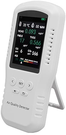 CO2-Messgerät, Luftqualitätstester, Tragbarer CO2-Monitor für PM2,5, HCHO, TVOC, CO, CO2-Alarmfunktion, Anwendbar in Innenräumen
