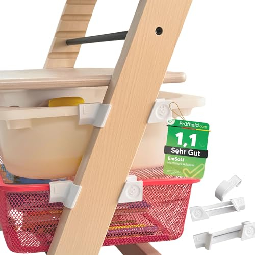 [ TEST SEHR GUT, NOTE 1.1 *] EmSoLi Adapter Weiss + 1x Haken für Ikea Trofast Box Korb Drahtkorb, kompatibel mit Stokke Tripp Trapp Baby Hochstuhl, Hochstühle Kinderstuhl Zubehör, Kinder Hoch Stuhl