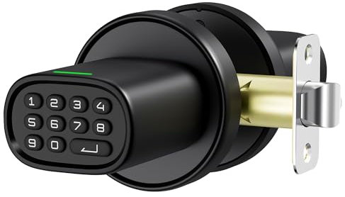 ThorBolt Door Lock Knob with Keypad Keyless Entry Door Knob Electric Coded Indoor Door Knob for Interior Doors Thickness up to 2-1/4, Bedroom, Home Office, Garage, 4xAA Alkaline Battery, M1 Black