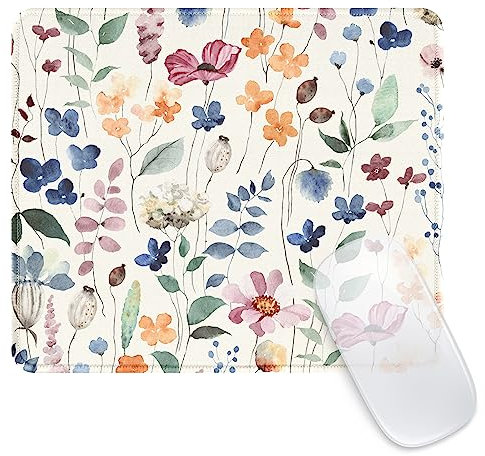 Ksriylm Square Funny Cute Mouse Pad,Office Home Personalized Mouse Mat Design,Waterproof Mousepad, Non-Slip Rubber Base Computer Mouse Pads for Wireless Mouse,Wild Flowers