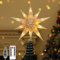 Lewondr Christbaumspitze, Baumspitze Stern mit LED-Lichtperlen, Weihnachten Baumspitze 10-Punkt-Stern mit 6H Timer, Stern Baumkrone für Weihnachtsbaumdekoration zu Hause USB-gesteuert, Champagner