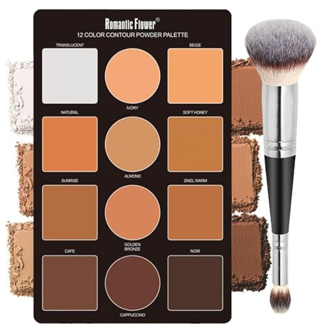 JasCherry Contour Palette, 12 colori di contorno illuminante polvere correttore con pennello a doppia testa, regali di trucco per le donne
