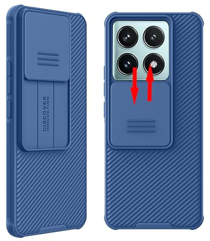teroxa Funda para Xiaomi Mi 14T con cubierta de cámara, esquinas airbag a prueba de golpes, cubierta protectora deslizante para lente Xiao Mi 14 T (azul)