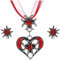 Bieiyhe Trachtenschmuck Damen Set, Dirndl Schmuck Oktoberfest Accessoires, Trachtenkette und Ohrringe, Outfit zum Oktoberfest, Dirndl Halskette, Dirndlschmuck Herz mit Edelweiss und Rote Band