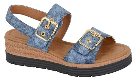Cipriata L631C-7 Ladies Sandal Blue Metallic size 7
