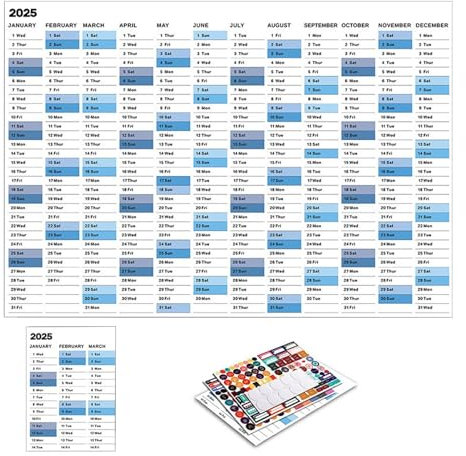Zubehors Jahresplaner 2025,2025 Kalender | Jährlicher Wandplaner mit Aufklebern,Familienkalender von Januar 2025 bis Dezember 2025, Posterkalender aus dickem Papier für Termine und Terminplanung