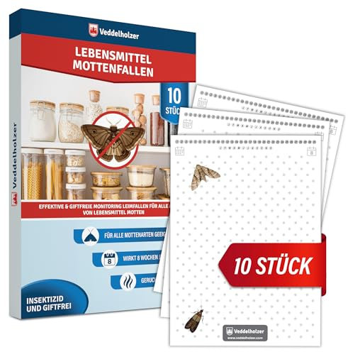 Veddelholzer 10 trappole per tarme alimentari con attrazione ai feromoni per combattere efficacemente le tarme alimentari Monitoraggio delle tarme grazie alla potente trappola per colla Protezione a