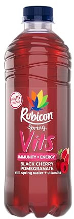 Rubicon Spring Vits Black Cherry Pomegranate Still Vitamin Water - 15 Calories per bottle for healthy hydration - Drinks Multipack 12 x 500ml Bottles