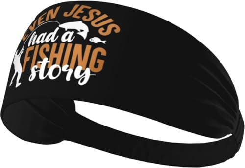 Even Jesus Had A Fish Story Elastisches Sport-Stirnband, Anti-Schweiß-Band, Outdoor-Sport-Stirnband, feuchtigkeitsableitendes Fitness-Sport-Stirnband
