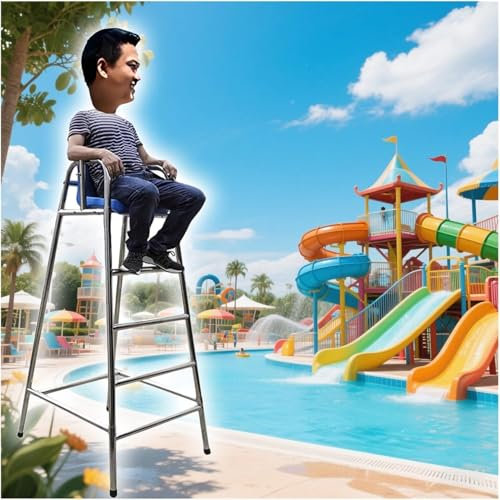 AviiSo Scala Piscina Sedie di Salvataggio per Esterni Alte per Piscina Patio Spiaggia Parco Acquatico Lago, Sgabello per sedie a Sdraio Pesanti