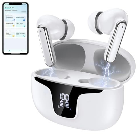 Gueray AI Kopfhörer Übersetzer Übersetzungskopfhörer Echtzeit mit App, Bluetooth 5.4 Kopfhörer Im Ohr für iOS & Android, 6 Modi & 112 Sprachen - Ideal für Lernen, Reisen, Geschäftsleben