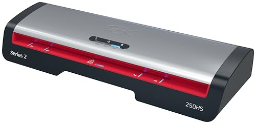 GBC 250HS Home Office A3 Laminator – High-Speed Lamination, Rapid 1-Minute Warm-Up, 75-125 Micron, Anti-jam, Auto Shut-Off, Includes 5X A4 Laminating Pouches, Black/Red, 4410071UK